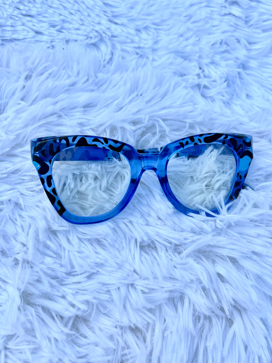Leopard Cat eye Frames (Blue)